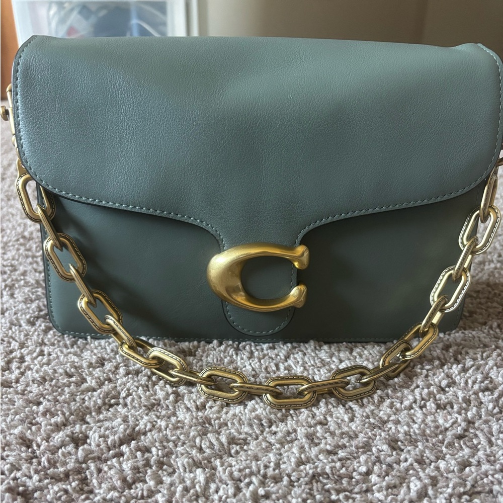 Coach Sage Green Shoulder Bag with Gold Chain